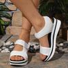2025 Summer New Arrival Plus Size Chunky Sole Mule-Style Velcro Beach Sandals for Women - Casual Comfortable Women's