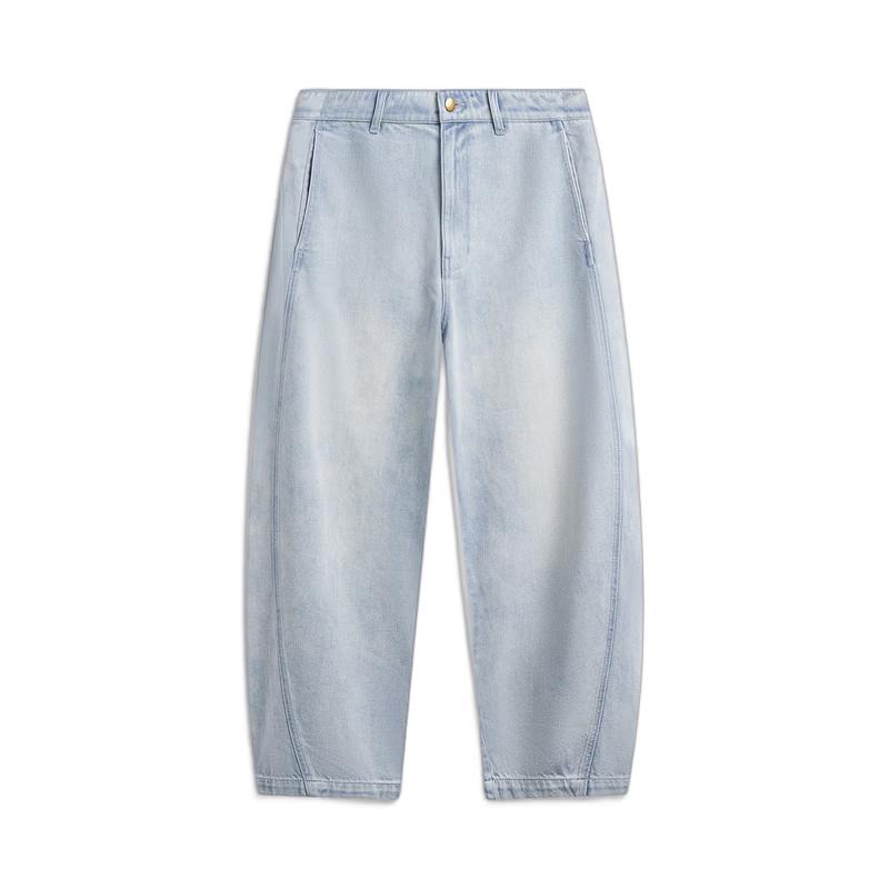 Li-Ning Men s Washed Blue Straight-Leg Denim Jeans AJQW001 S