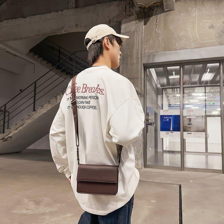 Men's Mini Flip Faux Leather Crossbody Bag Small Phone Wallet Shoulder Bag Casual Daily Travel Messenger Bag