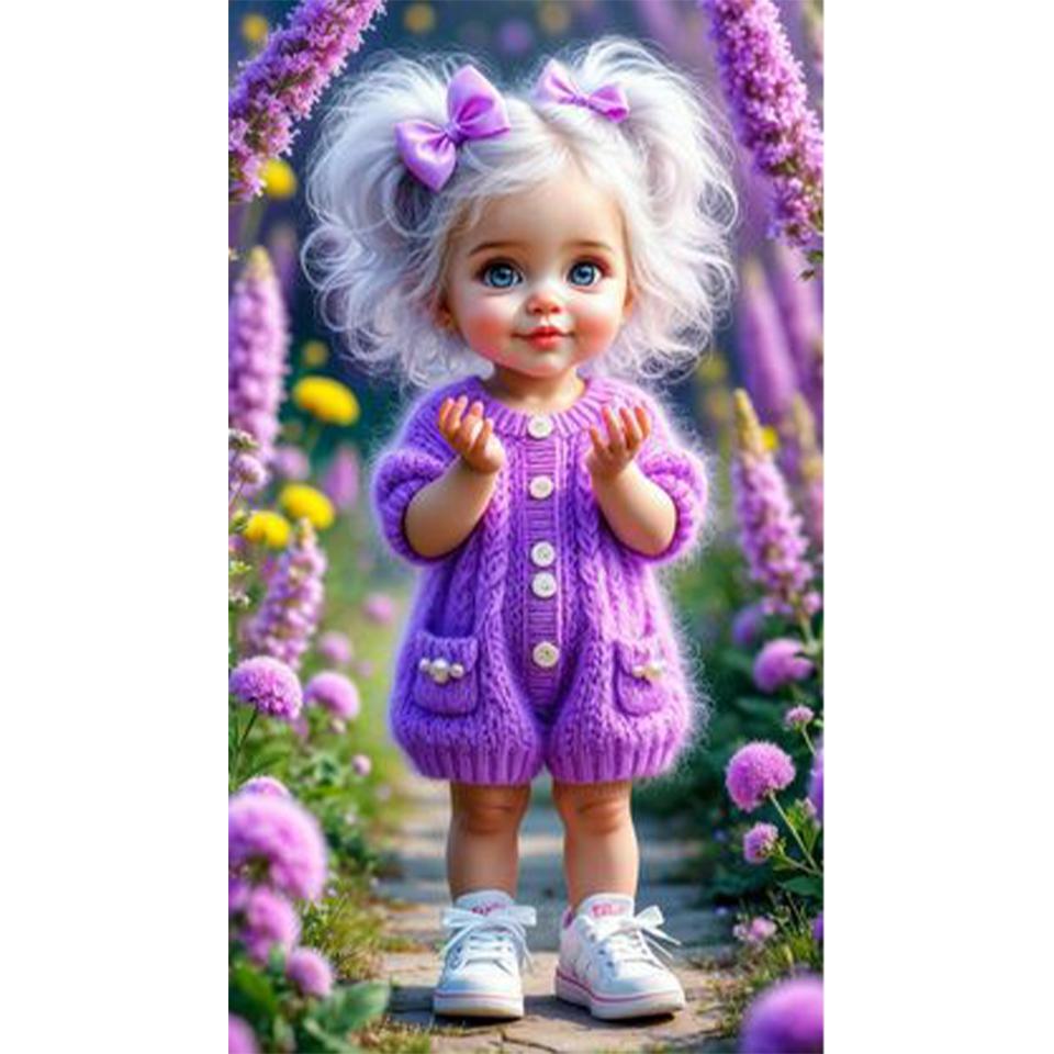 

Новая 2025 Вышивка крестом Девочка и животное Кот 5D DIY Алмазная мозаика Набор для вышивания стразами Домашнее украшение стен Подарок Round 30x40cm