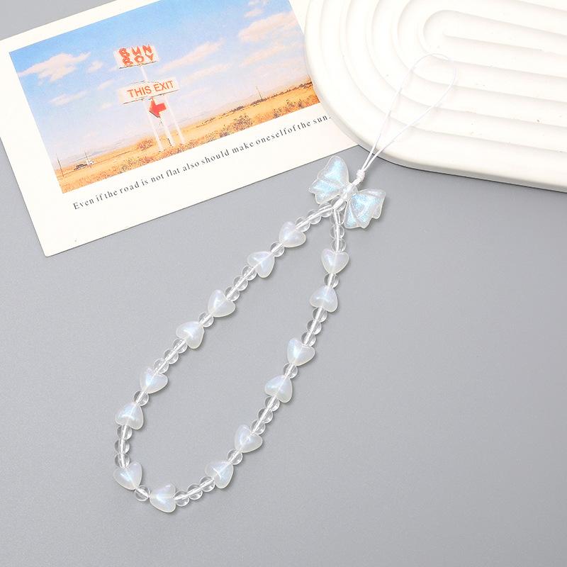 Bowknot Love Beaded Mobile Phone Chain Mobile Phone Pendant Short Wrist Strap Cell Phone Lanyard