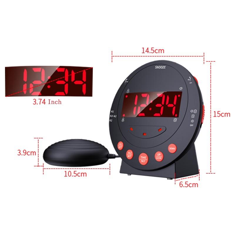 3in1 Titreşimli Alarm Yanıp Sönen Işık LED Çalar Saat Erteleme Yatak Sarsıcı Uyanma Çalması Derin Uyuyanlar İşitme Engelliler Yaşlılar için USB Şarj Cihazı
