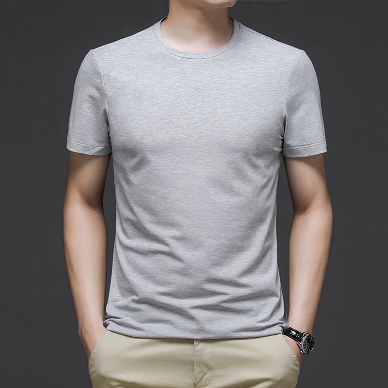 Men's Summer 2022 Pure Cotton Crew Neck T-shirt - Solid Color, Short Sleeve, Casual Fit