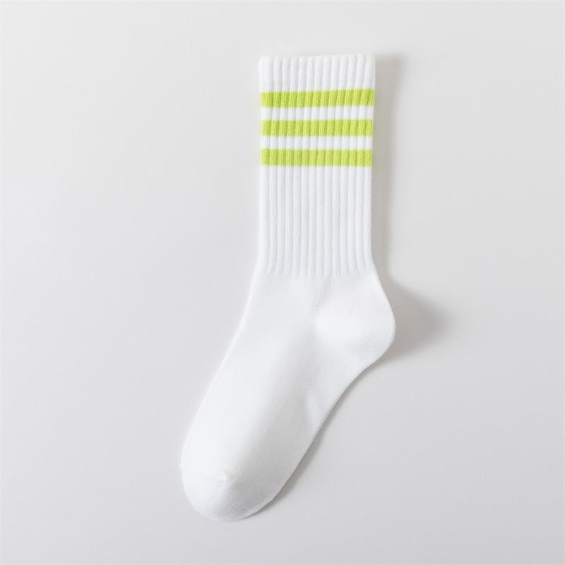 Drei-Streifen Sport Laufsocken, Herrensocken, Gestreifte College Lange Socken, Frotteesocken