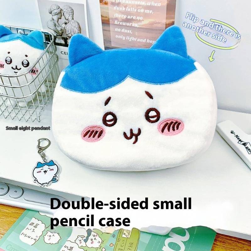 1 Piece Usagi Hachiware Plush Office School Stationery Pen Bag Chiikawa Double-Sided Pencil Case Cosmetic Bag Students Gifts