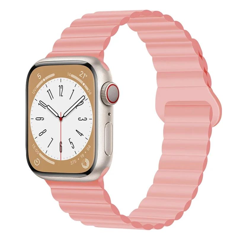 Magnetic Loop For Apple Watch Band 44mm Ultra 49mm 40mm 45-41mm Silicone Bracelet iWatch 10 9 8 7 6 5 SE For Correa Apple Watch
