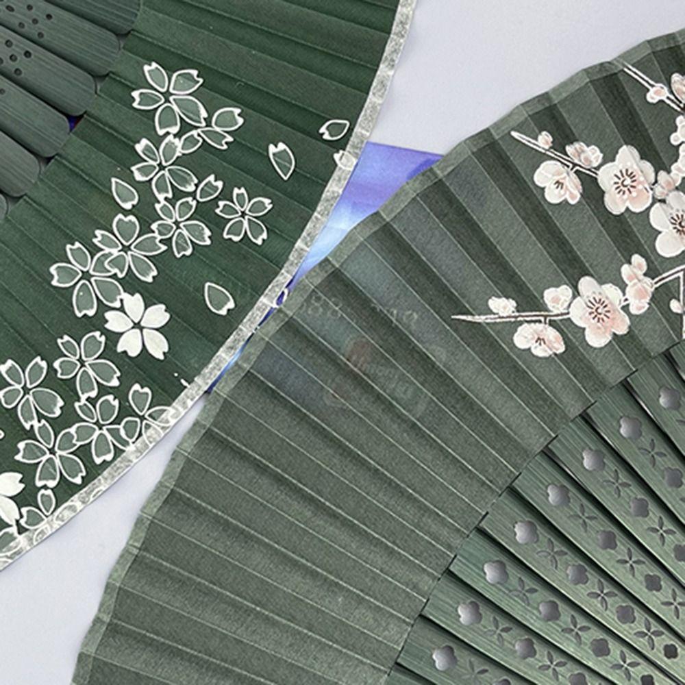 Portable Classical Carved Bamboo Folding Fan Flower Chinese Style Tassel Folding Fan Retro Photo Prop Handheld Fan Girl Gift