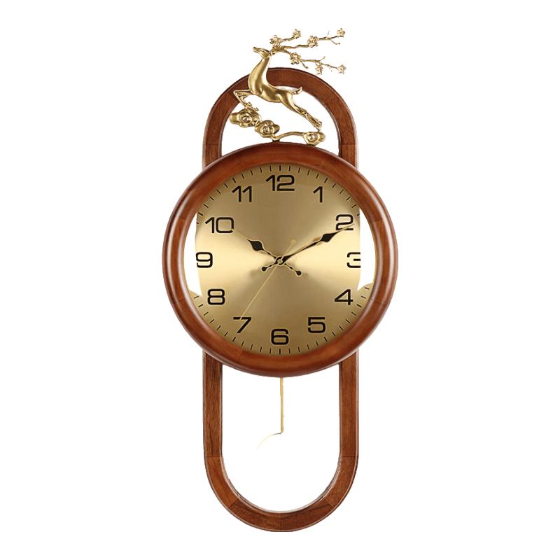 Hense New Chinese Style Solid Wood Wall Clock