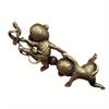 1Pc Antique Copper Climbing Monkey Figurine Miniature Desktop Ornament Hanging Brass Funny Animal Home Decoration Accessories