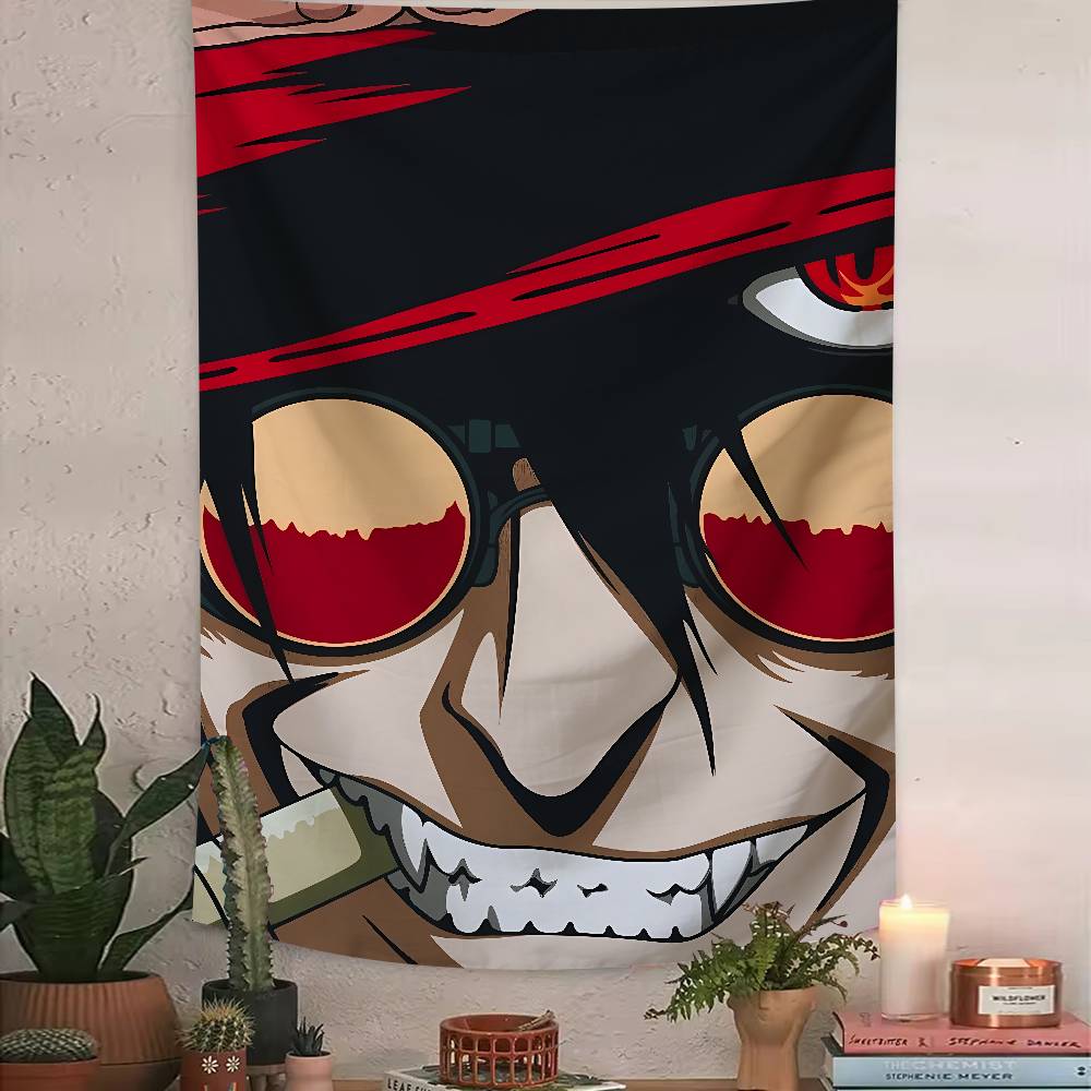 Cool Alucard Anime HHellsing Tapestry Art Printing Japanese Anime Wall Tapestry Anime Wall Hanging Home Decoration