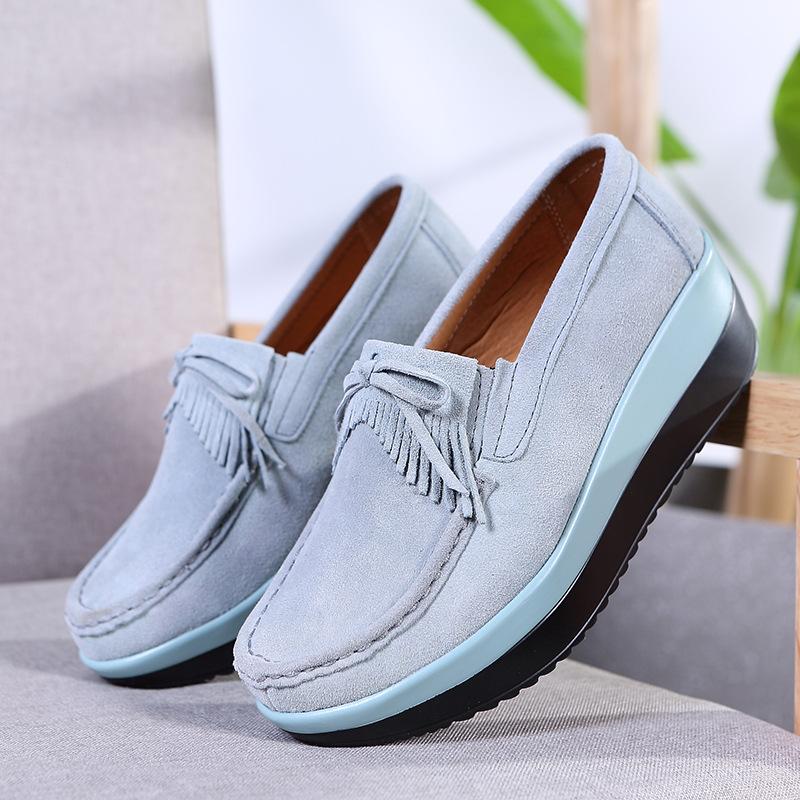 Mom shoes comfortable fashion women's single shoes casual flat hollow high heel women's shoes large size