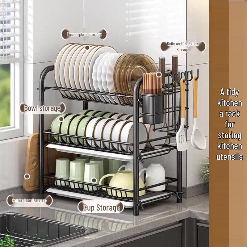 MIAOQIAO Carbon Steel Multifunctional Kitchen Dish Rack Organizer