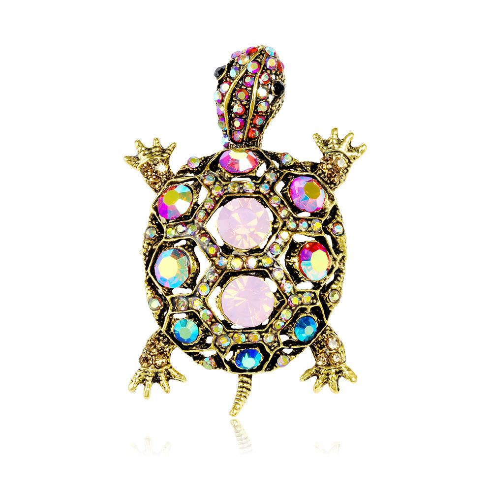 Vintage Rhinestone Cute Cartoon Turtle Brooch, Men's and Women's Clothing Accessories Brooch Pendant Party Jewelry Gifts
