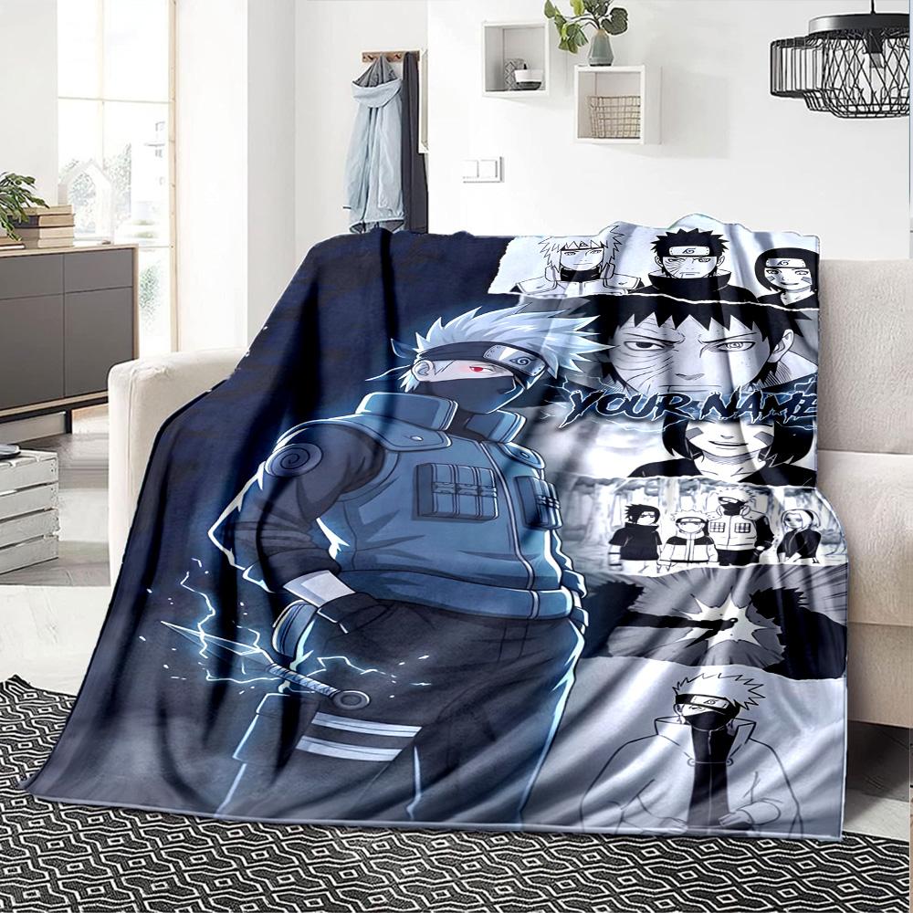 Naruto Character Customize Your Name Blanket Throw Customizable Blanket Soft & Cozy Suitable for Living Room Office Chair Seaside Bedding