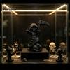 Collectible Creative Art 3D Printed Cute Grim Reaper Figurine, Skeleton Little Statue with Artistic Gesture Ornament Scythe & Skull Base, Funny Gothic