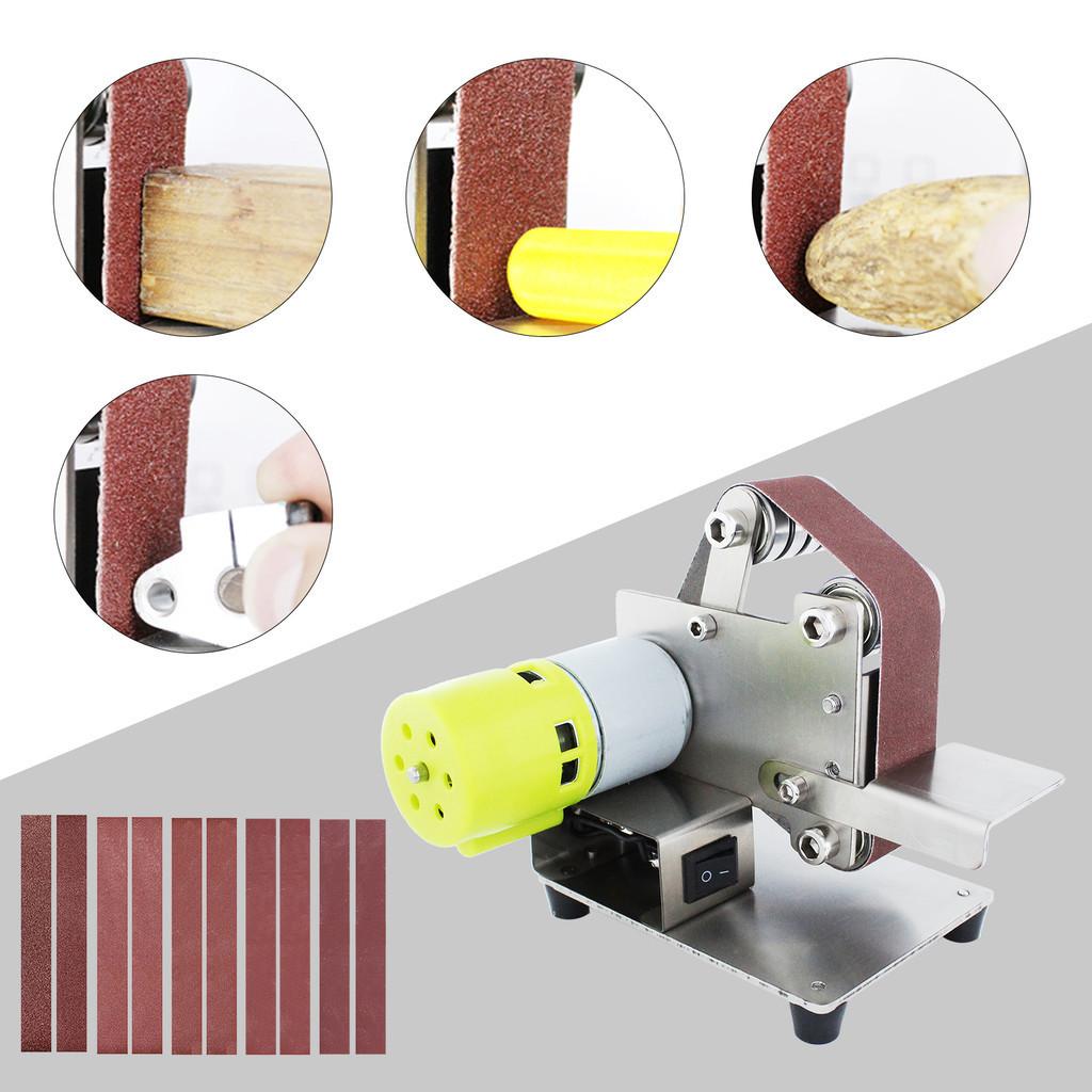7 Speed Mini Electric Belt Sander Adjustable Polishing Grinding Machine Edges Sharpener Cutter Multifunctional Grinder