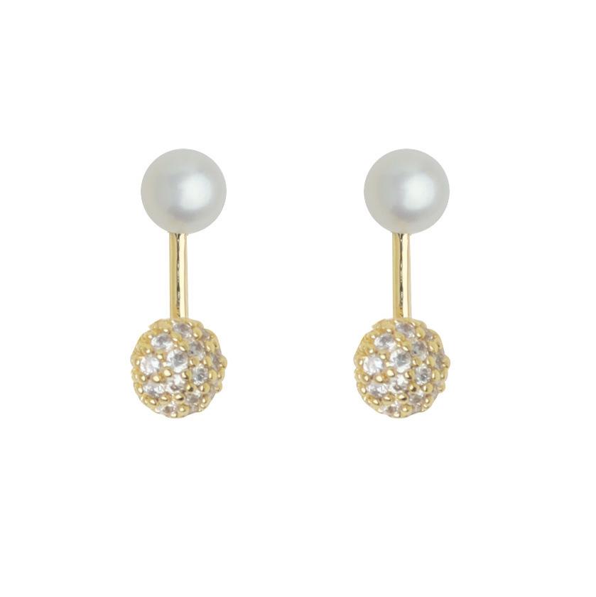 Retro-inspired Versatile Micro-set Oval Pearl Stud Earrings with Dual-wear Design