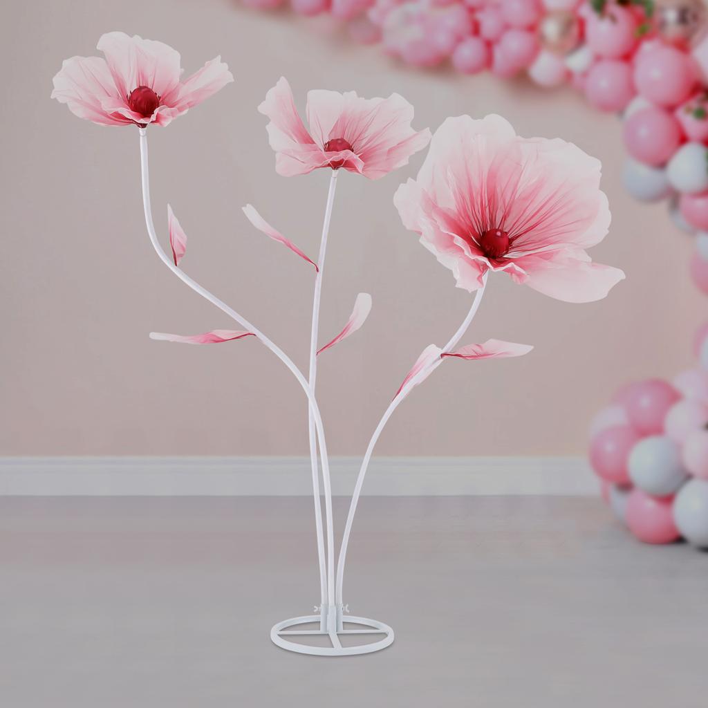 170cm Tall Artificial Peony Flowers for Wedding Decor, 3-Headed Branch w/ Gradient Red Color, Lifelike Fake Flowers for Ceremony