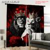 Couple Curtain Red Rose Floral Lover King Queen Crown Valentine Day Bedroom Living Room Dining Set Of 2 Made Polyester Washable Sitting Ready