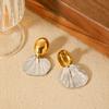 oval polished stud earrings, premium gold and silver color-block earrings, fish tail titanium steel ear jewelry