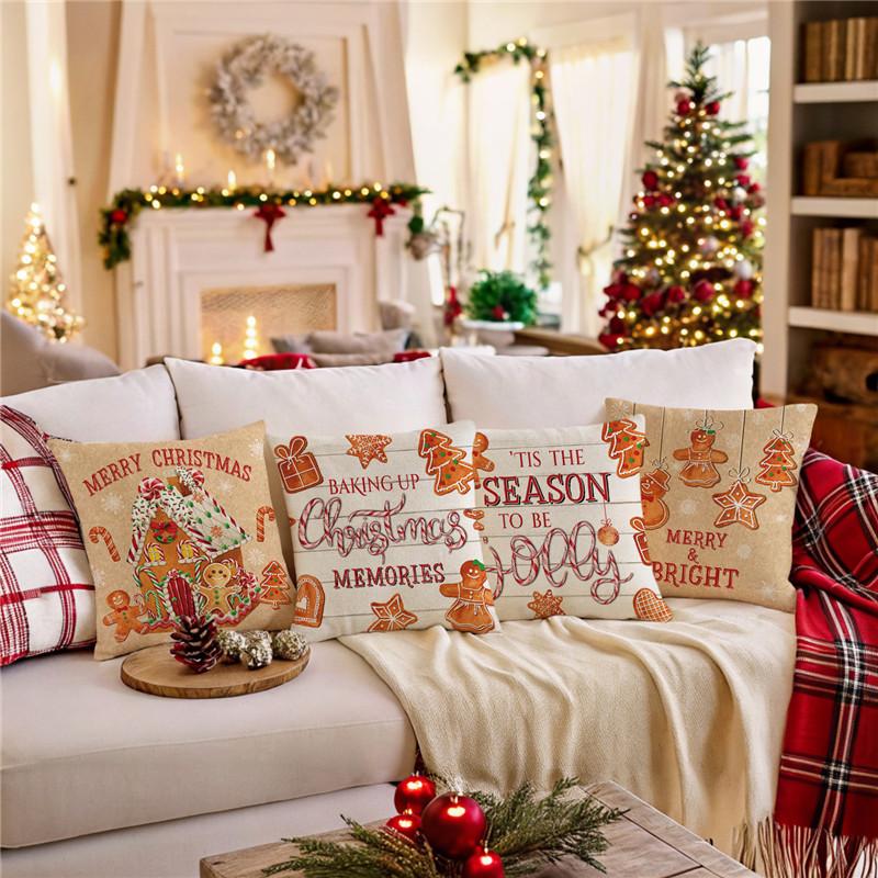 New Christmas Gingerbread Cushion Cover Gingerbread Baked Living Room Seat Decoration Cushion Cover Bedside Cushion