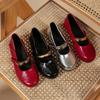 Niche literary style soft leather metal flat Mary Jane shoes women's 2025 European station round head retro temperament single shoe trend
