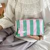Striped Pvc Makeup Bag Waterproof Washable Zipper Cosmetic Pouch With Tassel Portable Travel Storage Hand Bag For Women Gift
