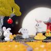 Cartoon Bunny Ornaments Micro Landscape Moon Cake Model Cute Rabbit Figurines  Home Decor