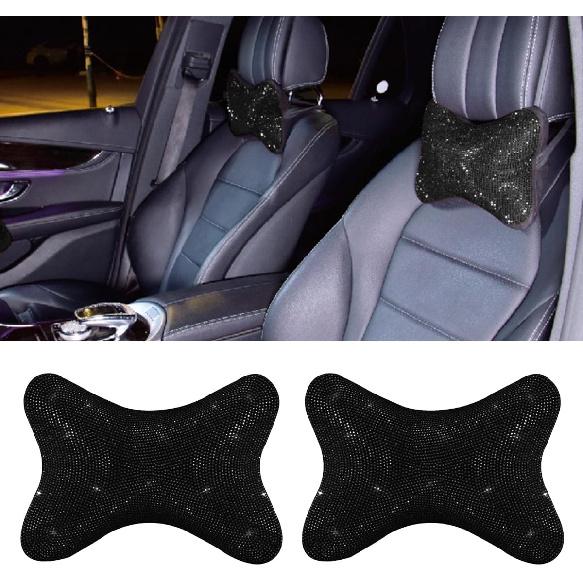 

2PCS Car Neck Pillow for Driving Seat, Bling Crystal Rhinestone Diamond Comfortable Headrest Cushion, Head Rest Neck Support Relax, Car Interior чёрный