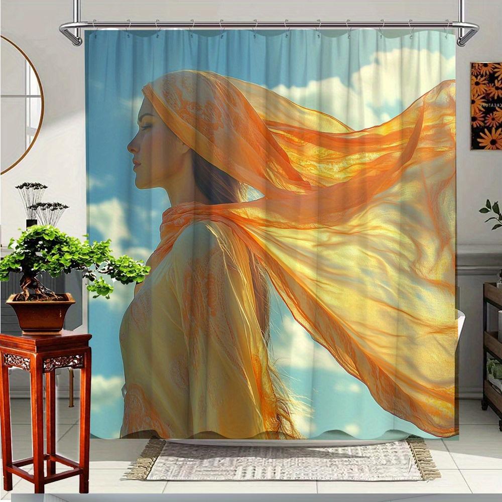 

1Pc Elegant Scenic Shower Curtain With Serene Woman & Nature Design - Durable Polyester Fabric, 70.8X70.8 Inches, W60H190(CM)-1 Pcs