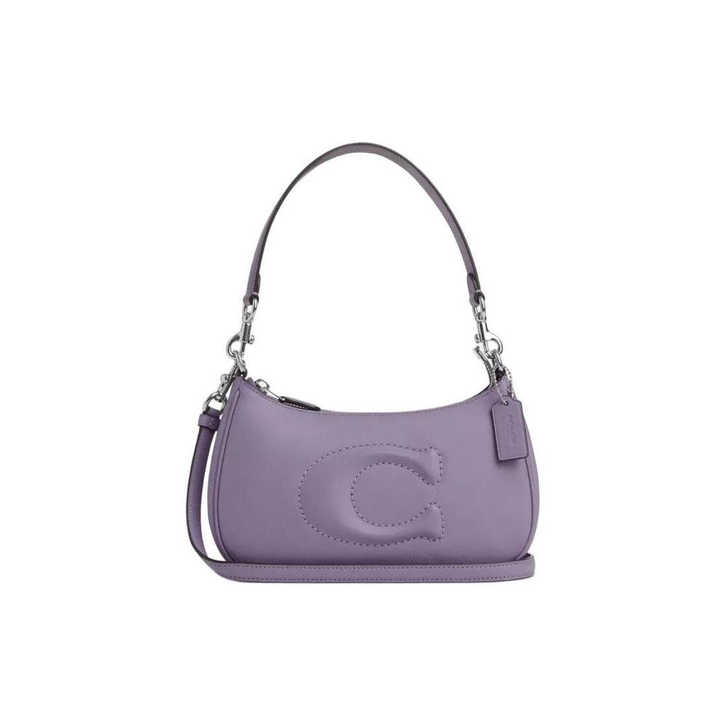 Coach Teri 24 Top-Reißverschluss Glattes Leder Handtasche Damen Handtaschen Silber Hell-Lila CR099-SVIZ