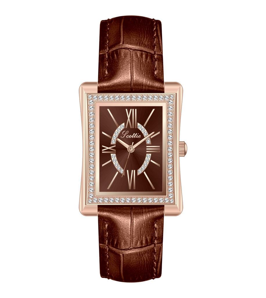 Square Quartz Ladies Watch Fashion Diamond Set Roman Vintage Watch Femininity Leather Strap