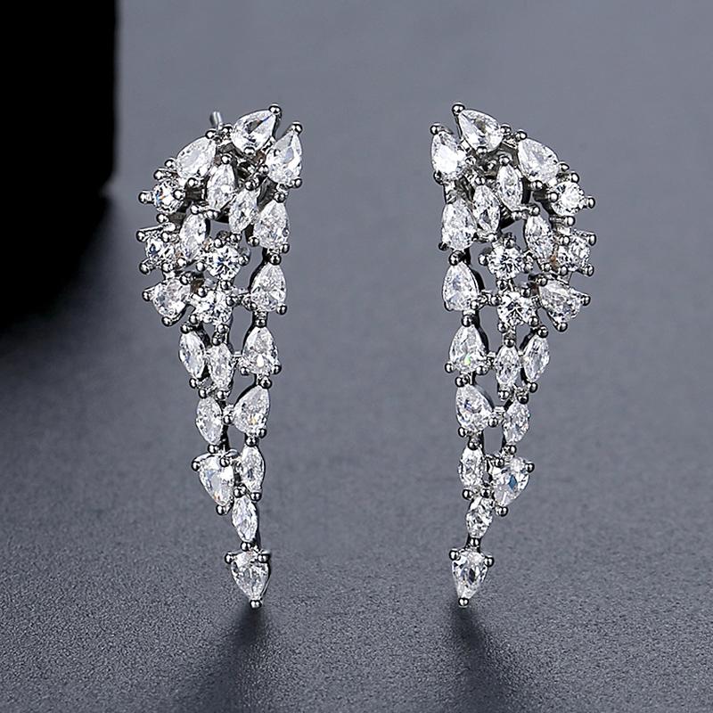 LUOTEEMI Bridal Fashion Wedding Party Women Earing Accessory Diamond Jewelry 3A Zircon Cubic Zirconia Large Earring