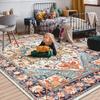 Faux Cashmere Vintage Floral Rug Soft Accent Area Rug, Low Pile Rugs for Living Room Bedroom Home Decor