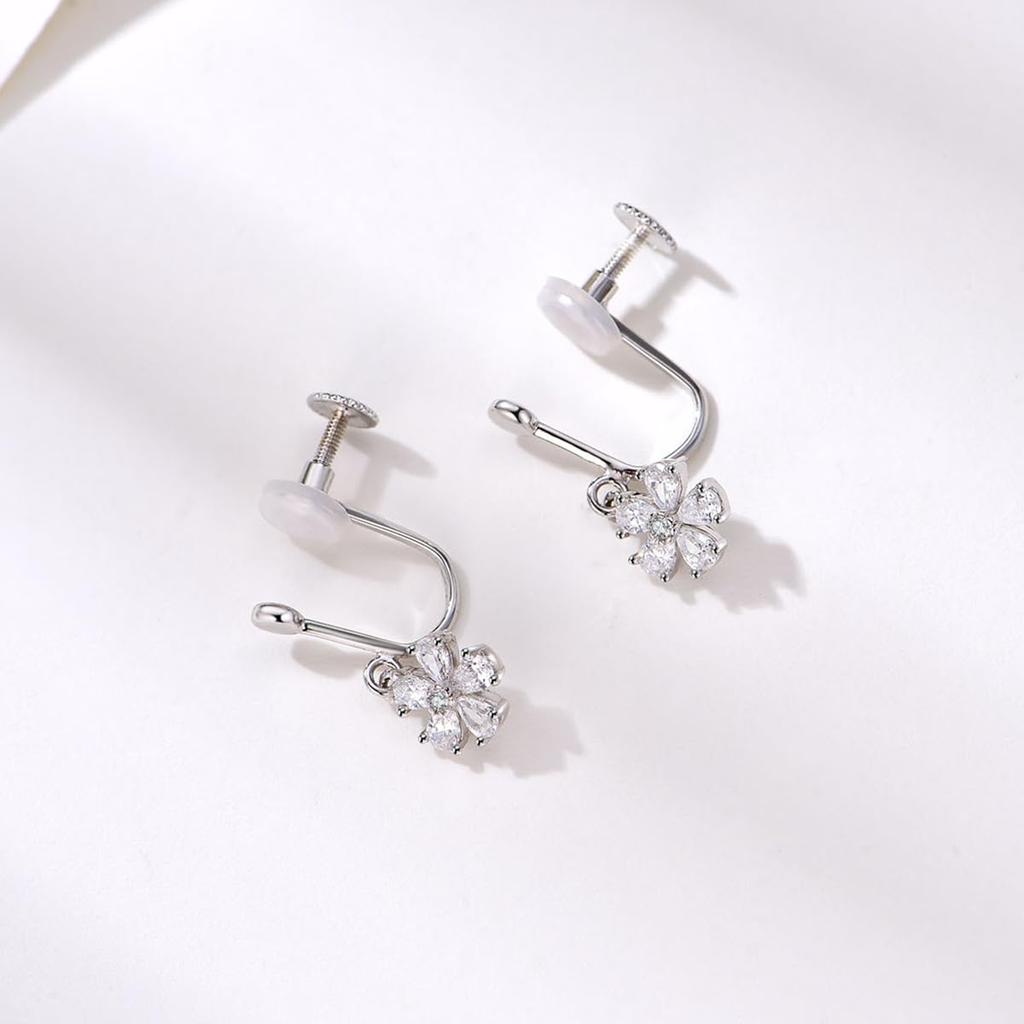 Free Bird Kirschblüten-Ohrringe für Frauen, beliebte Kirschbaumeln, Metall, hypoallergen, Silber 925, Zirkonia, Geburtstag, Jahrestag, Ballantine