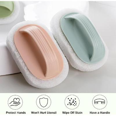 Dish Brush,Bathtub Brush,Hand-Held Pool Scrub Brush,Pool Cleaning Scrubbing Sponge Pad,Bathroom Clean Scrubber Scouring for Cleaning Step Corner