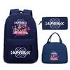 Primary and secondary school students schoolbag three-piece set, animation cartoon personalized printing backpack, casual pencil bag, meal bag