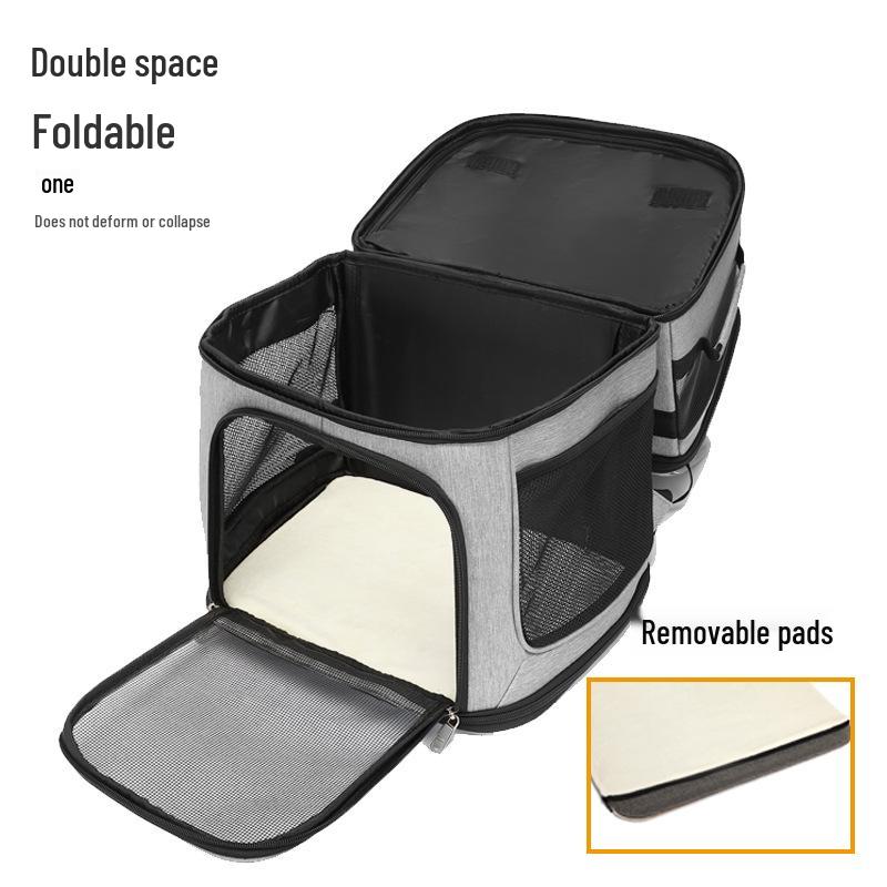 Hanbang Double-Layer Large Space Pet Backpack for Cats - Ideal for Outings