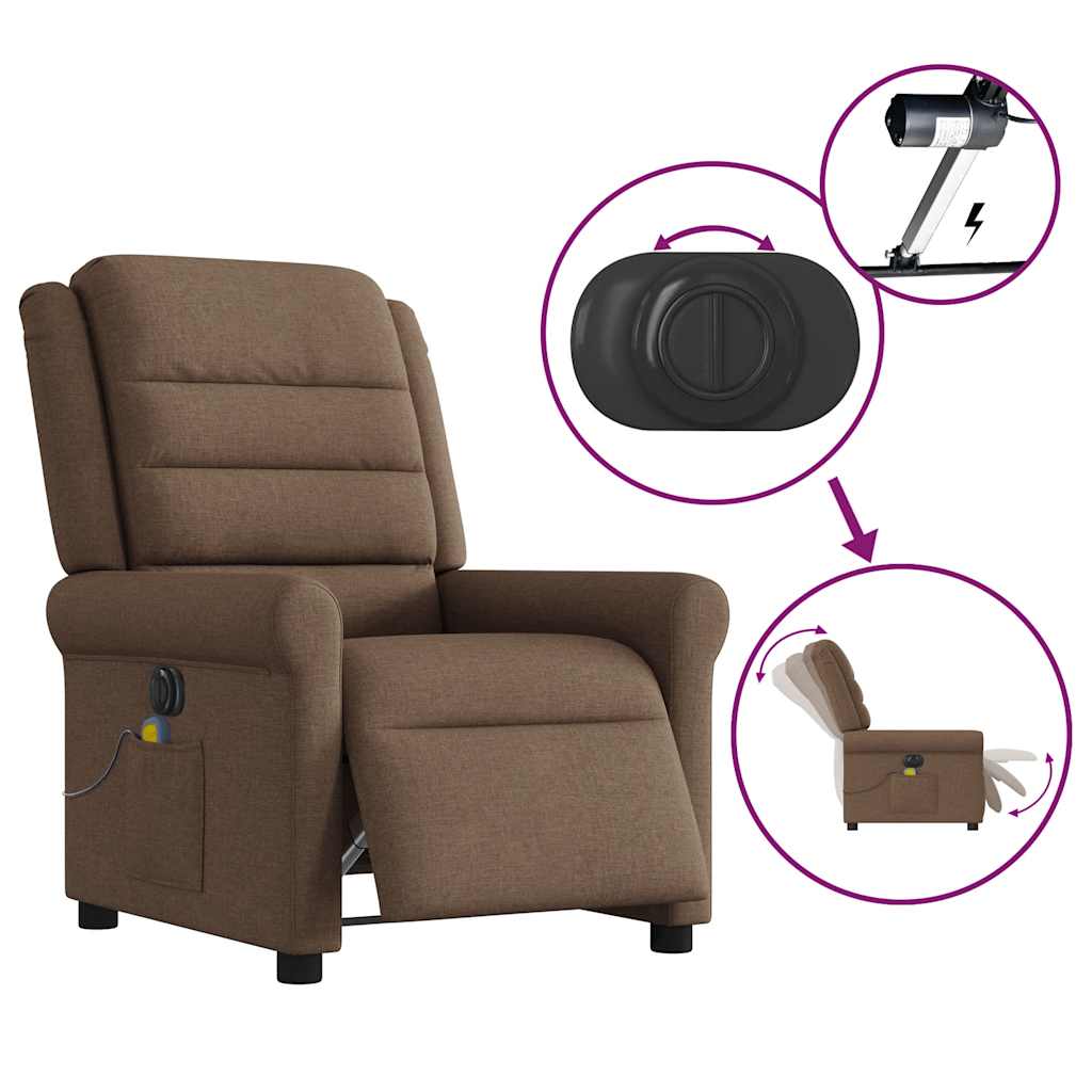 Electric Massage Chair In Brown Fabric