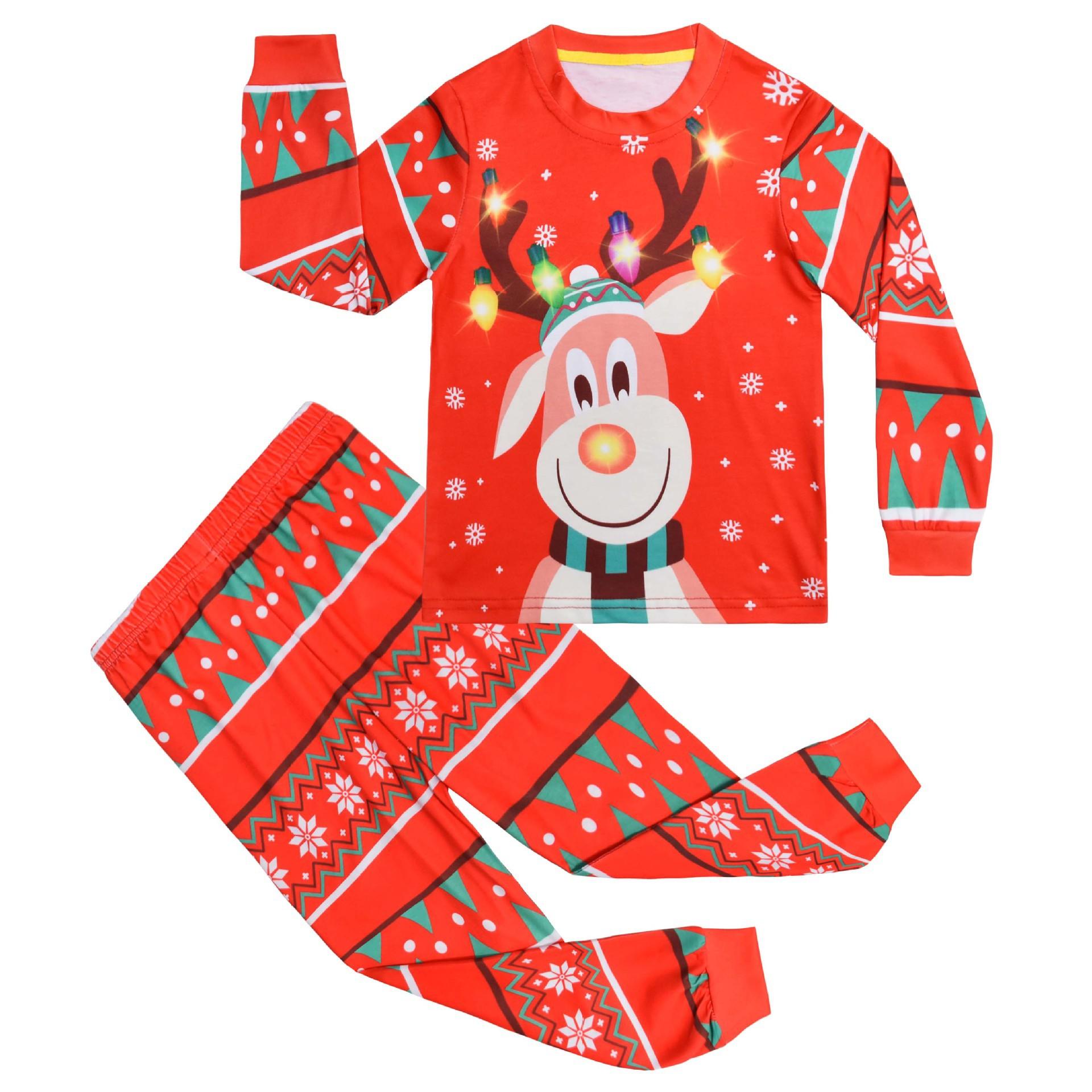 Christmas, Cartoon Digital Printing, Children S Loungewear, Pajamas, Long Sleeves, Trousers Set, Two-Piece Set 81028. 110
