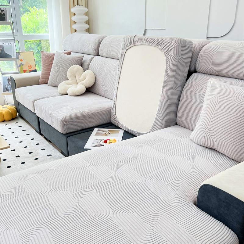 Sofa Seat Cushion Cover for Living Room Jacquard Thicken Stretch Removable Washable Sofa Cover Pets Kids Furniture Protector
