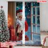 2pcs 2D Flat Printing Merry Christmas Popular Window Drapes Santa Claus Outside the Window Machine Washable Fabric Without