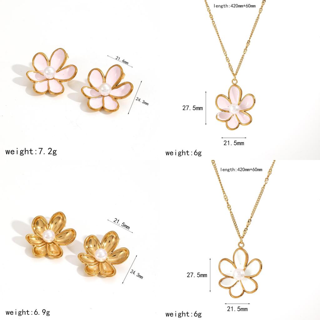 Collection de Bijoux Floraux de Designer Printemps en Acier Inoxydable Pour Dames Usage Quotidien