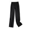 Women's 2024 High-Waist Black Wide-Leg Drape Suit Pants - Slim, Casual, Straight Fit for Spring