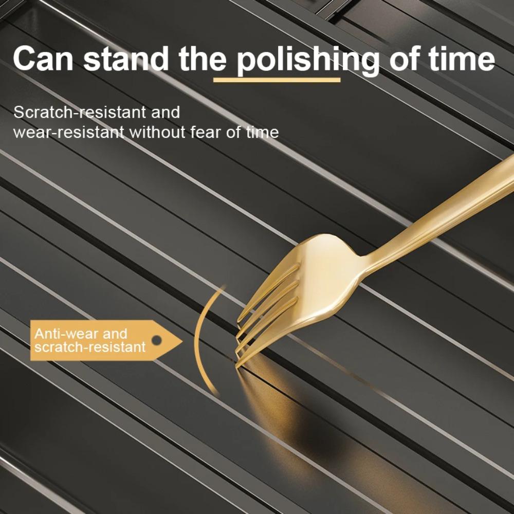 Kjøkken Justerbart Oppvaskstativ Under Skuff Skje Spisepinner Oppbevaringsholder Uttrekkbar Avstand Tørking Tallerken Hylle Organizer