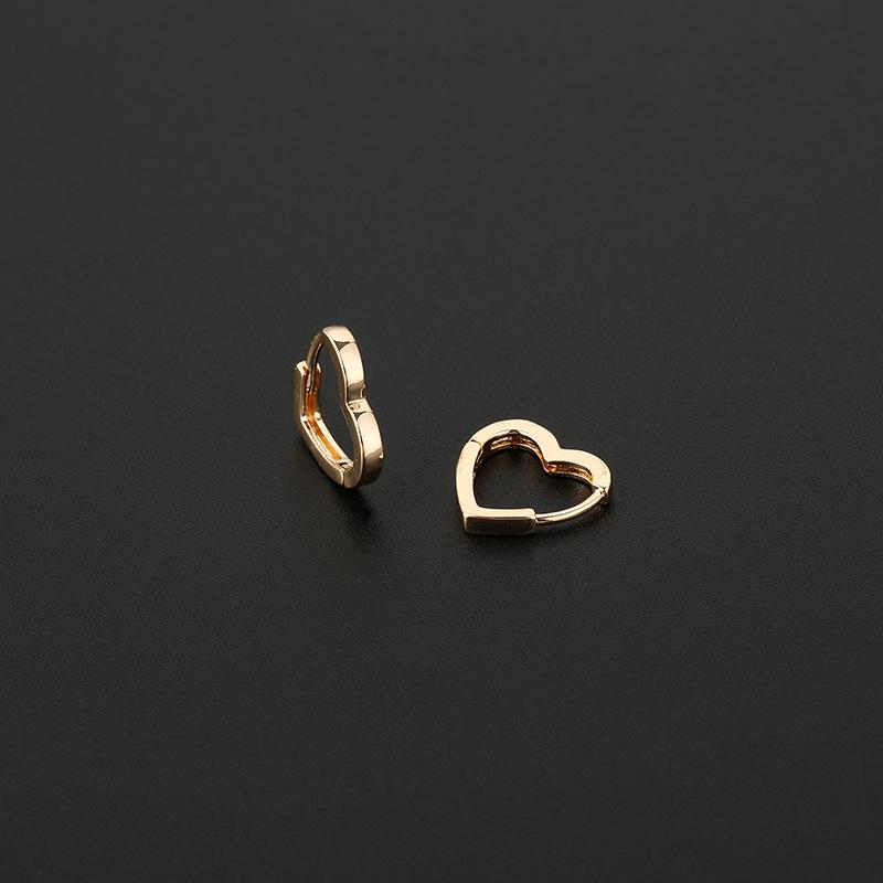 Minimalist Polished Heart Shaped Micro Paved Zircon Huggie Earrings Versatile Fashion Jewelry For Women