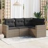 VidaXL Garden Lounge Set 4 Pcs with Grey Cushions Wicker 3218900