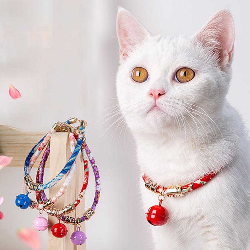 

Cute Cartoon Pet Cat Bell Collar for Cats Japanese Style Puppy Necklace Products for Accessories синий