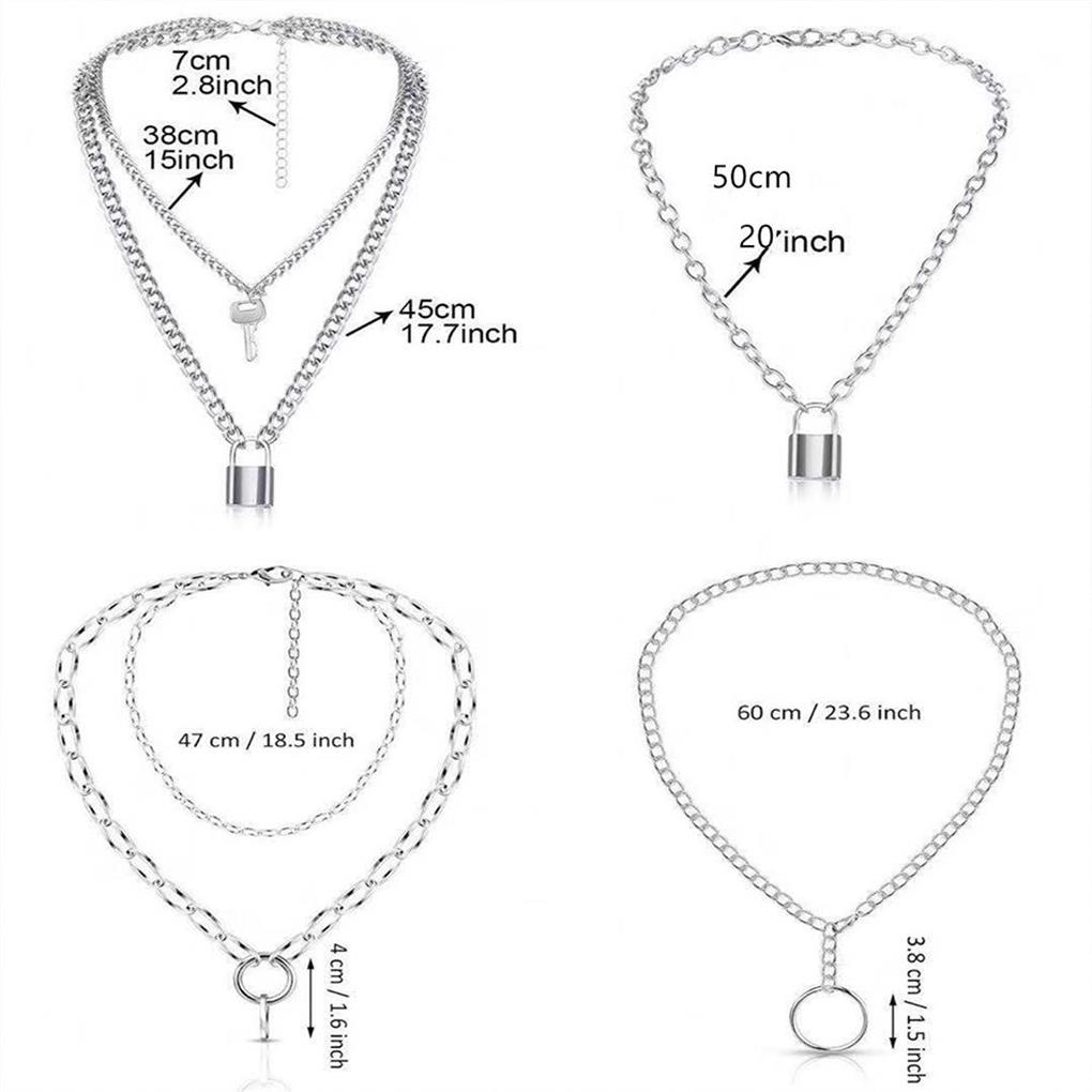 2Pcs Cute Lovely Lock Chain Waterproof Reusable Necklace Locks Pendant Wear-resistant Punk Necklaces for Women Clothes