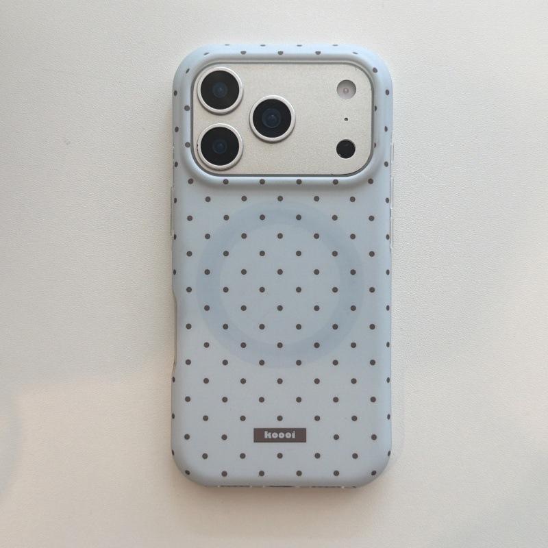 iPhone 17 ProMax Polka Dot Matte Magnetic Case, Fits iPhone 15/14/16P, Solid Color, Full Screen, Female Design